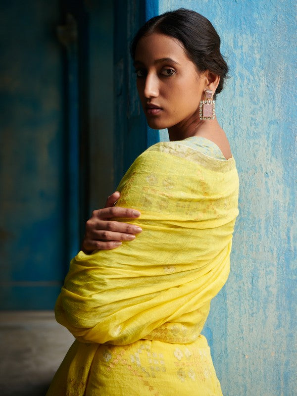 ALPA' Jamdani Linen Handloom Sari