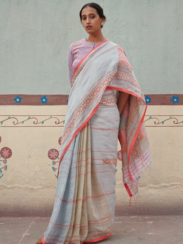 RAJYASHREE' Jamdani Linen Handloom Sari