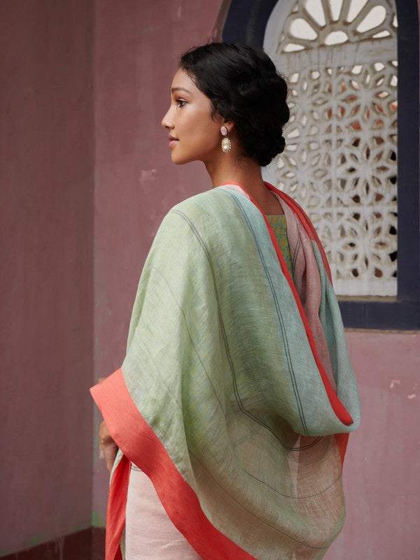 SHALINI' Linen Handloom Sari unstitched blouse