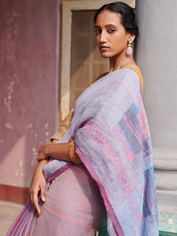 ARTI' Jamdani Linen Handloom Sari