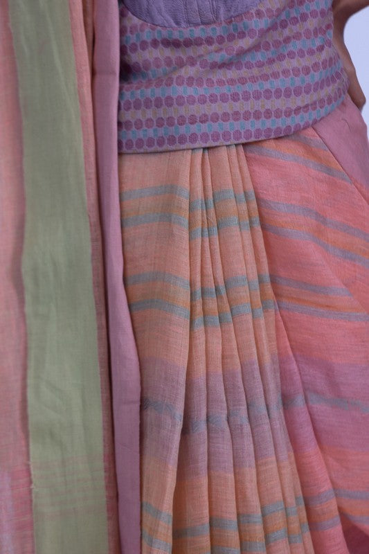 DEEP' Linen Handloom Sari unstitched blouse
