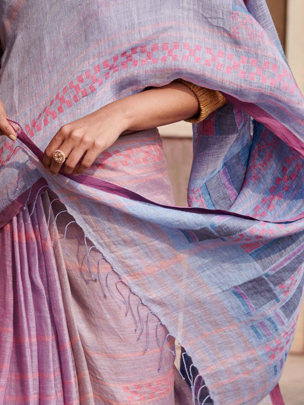 ARTI' Jamdani Linen Handloom Sari