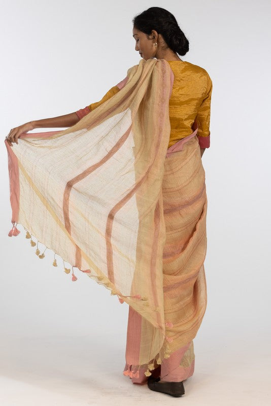 URMILA' Linen Handloom Sari unstitched blouse