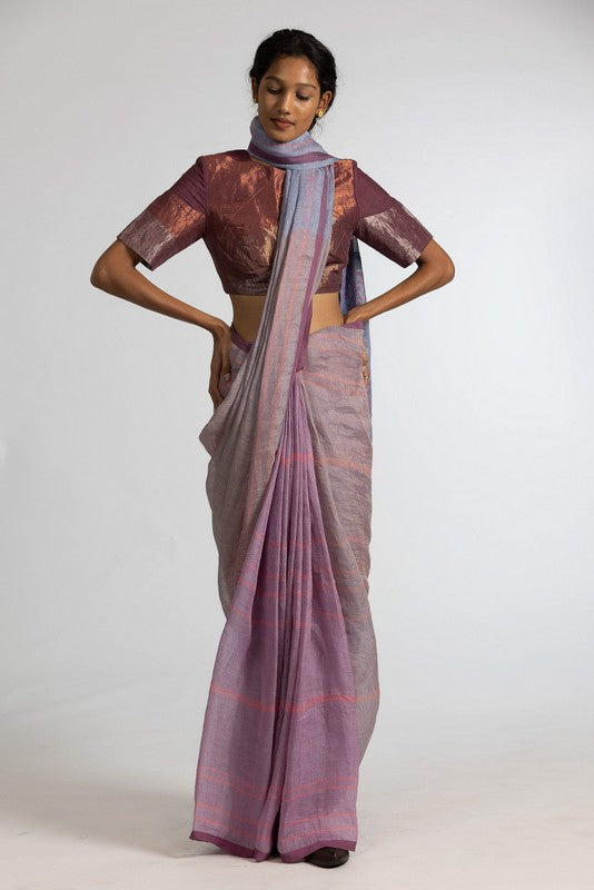 RAJEE' Jamdani Linen Handloom Sari unstitched blouse