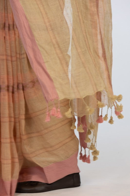 URMILA' Linen Handloom Sari unstitched blouse