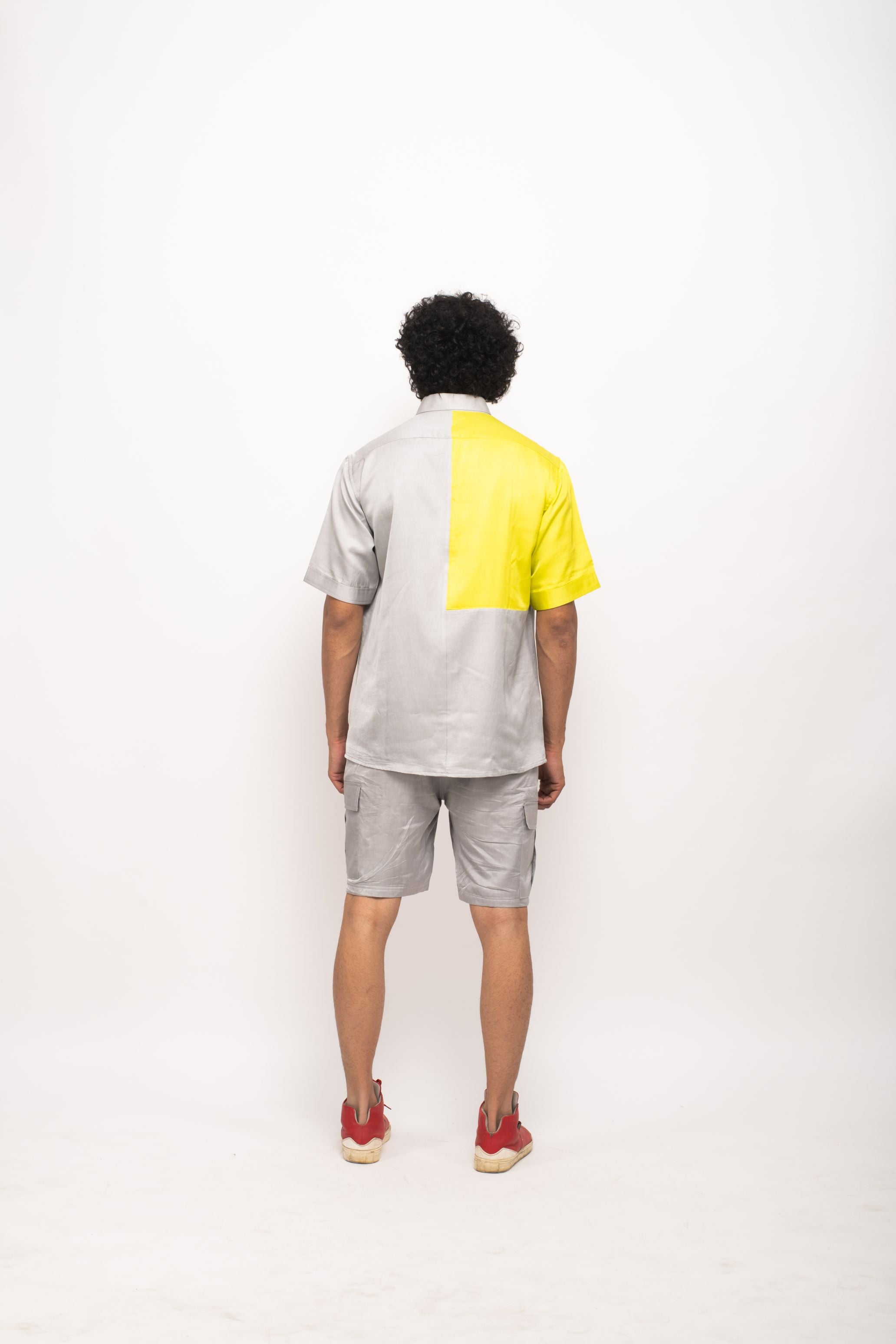 Grey-Neon colorblocked shirt