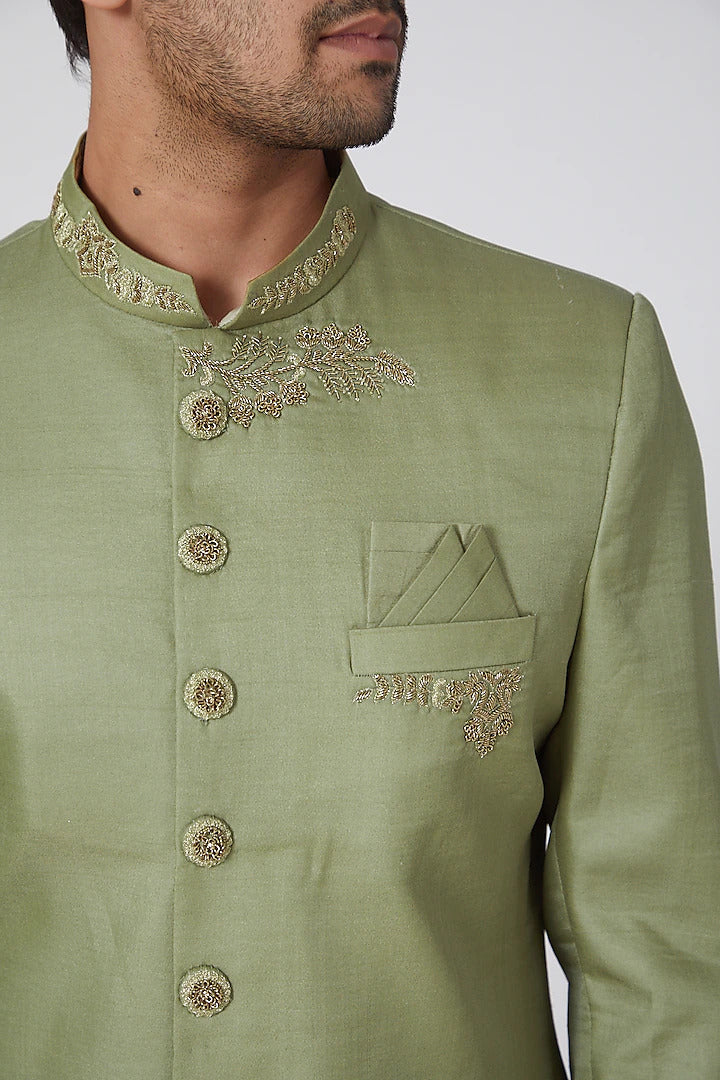 Parrot Green Achkan Jacket