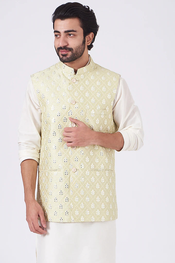 Pista Green Nehru Jacket