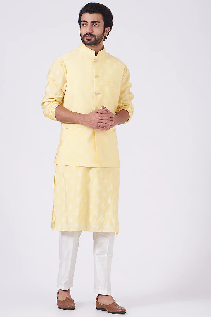 yellow nehru jacket men