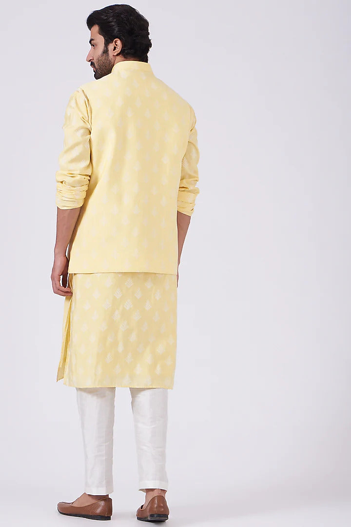 yellow nehru jacket men