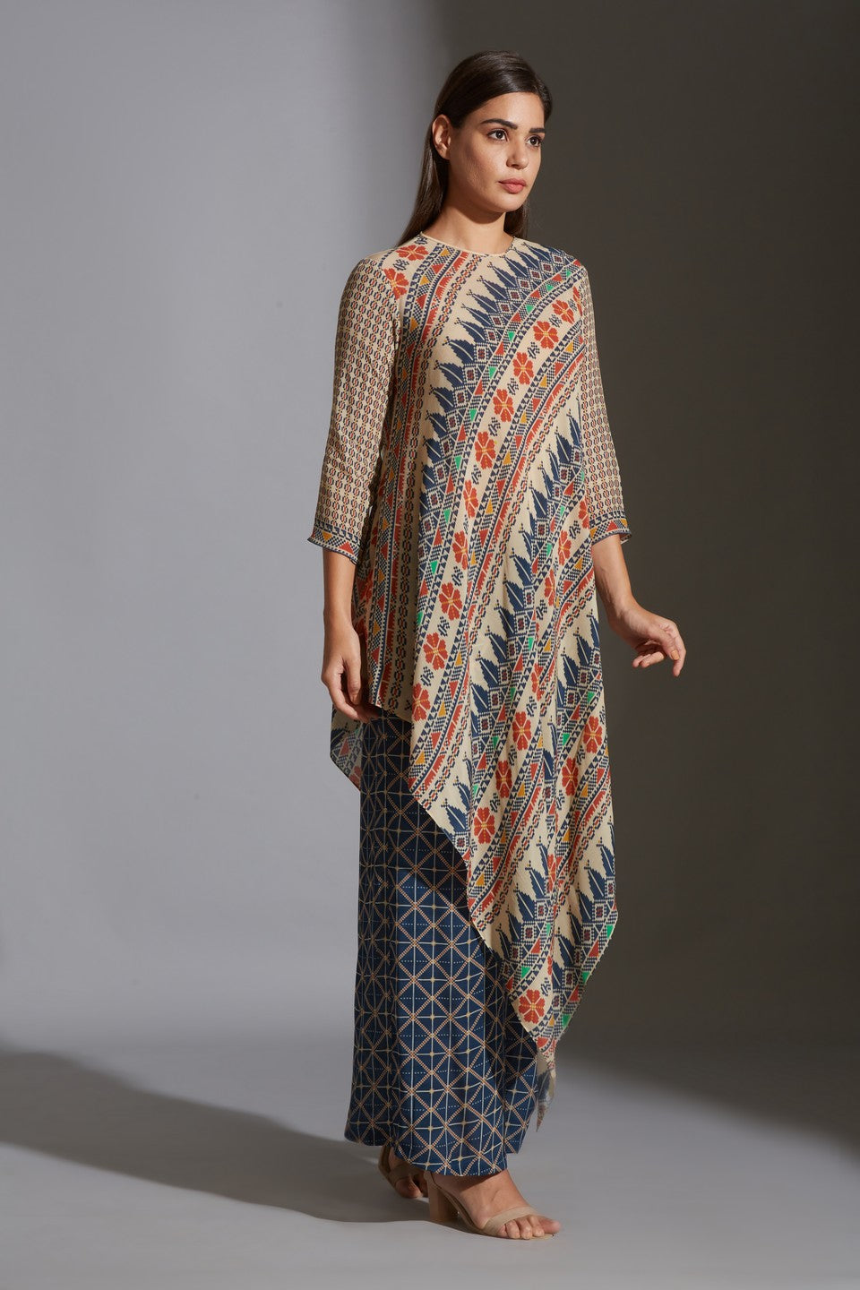 Printed top with printed pants