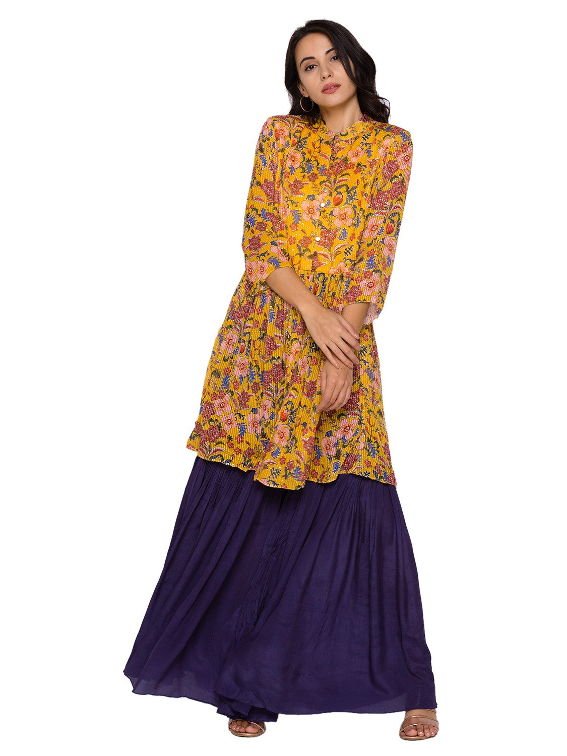 Printed top with sharara pants