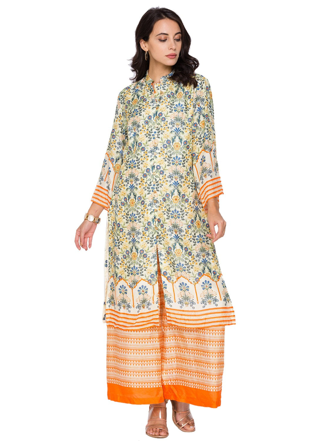 Printed kurta with plazzo pants