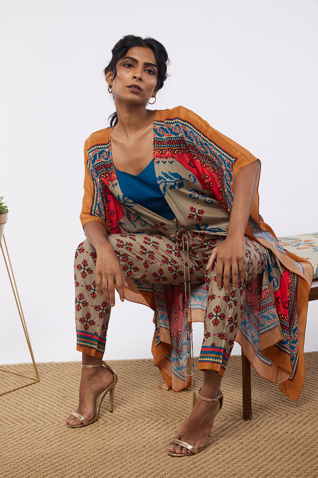 Elements Printed Co-Ord Set With Kaftan Jacket
