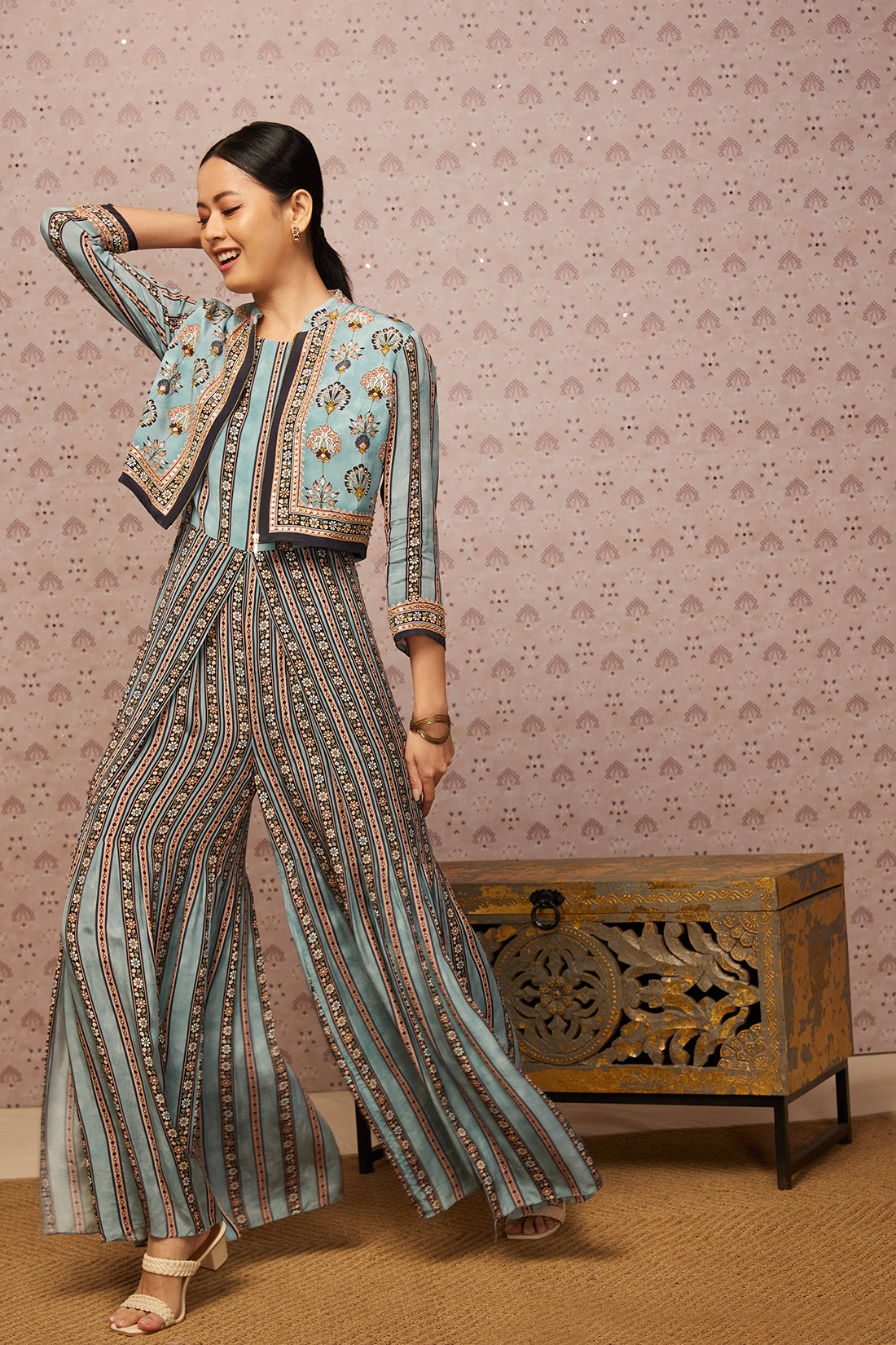 Sarouk Printed Jumpsuit With Jacket