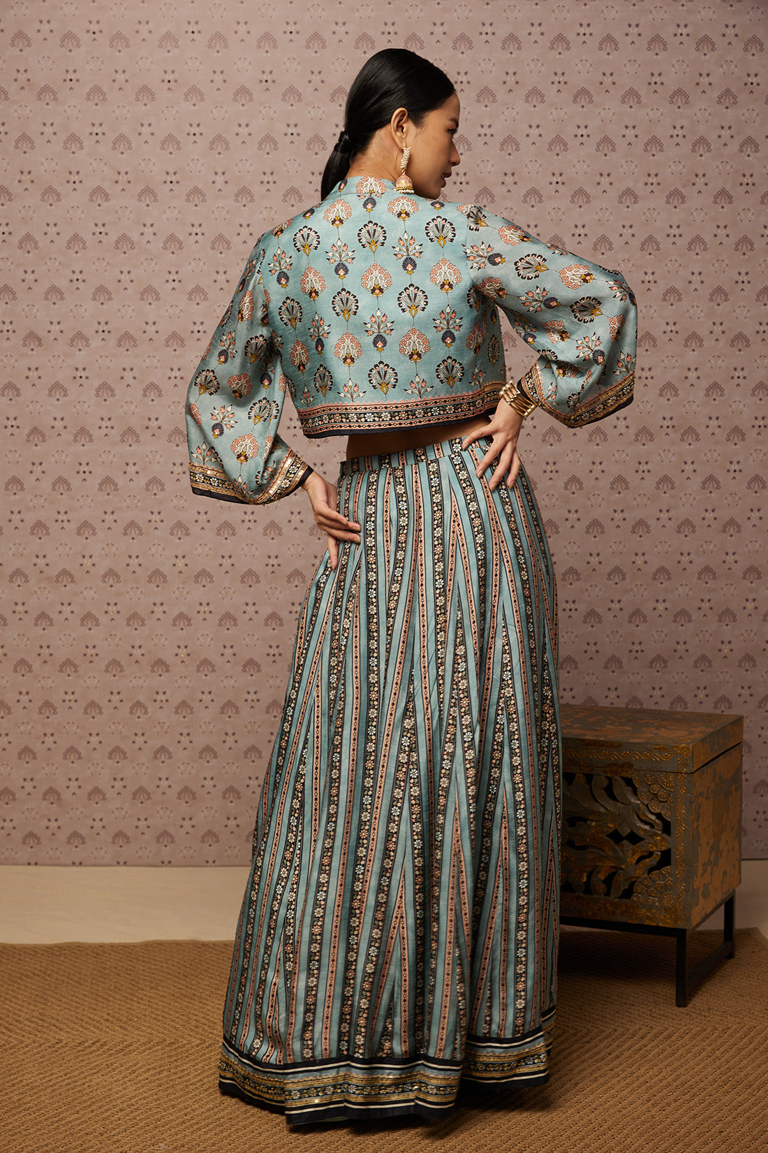 Sarouk Embroidered Lehenga Set With Jacket