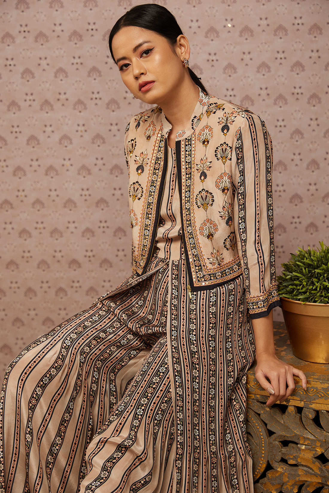 Sarouk Printed Jumpsuit With Jacket