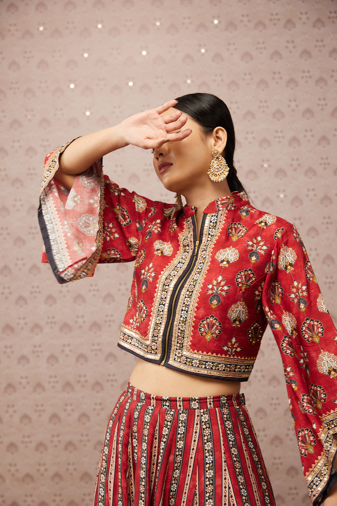 Sarouk Embroidered Lehenga Set With Jacket