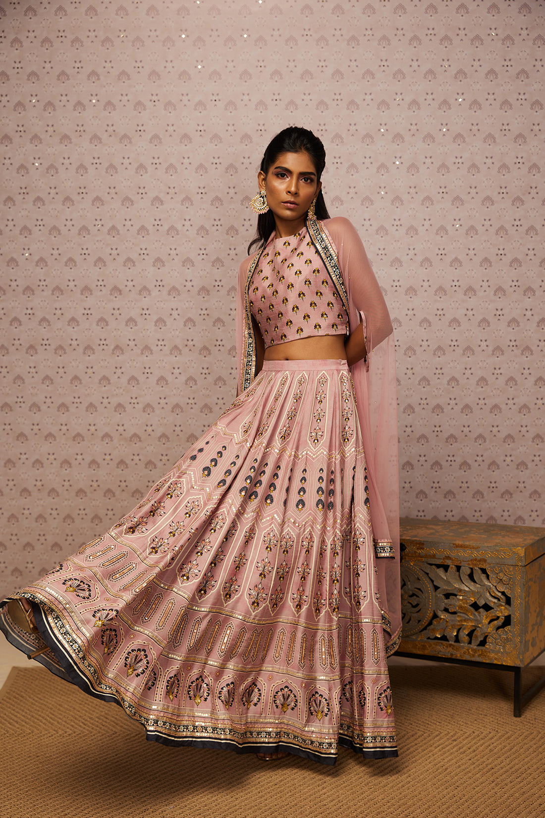 Sarouk Embroidered Lehenga With Dupatta