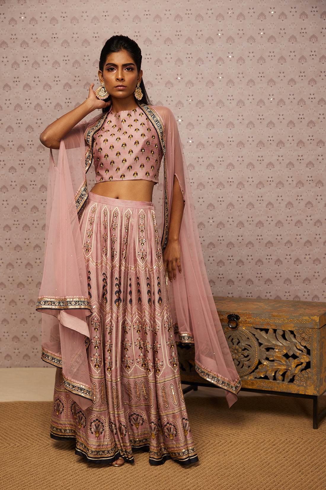 Sarouk Embroidered Lehenga With Dupatta