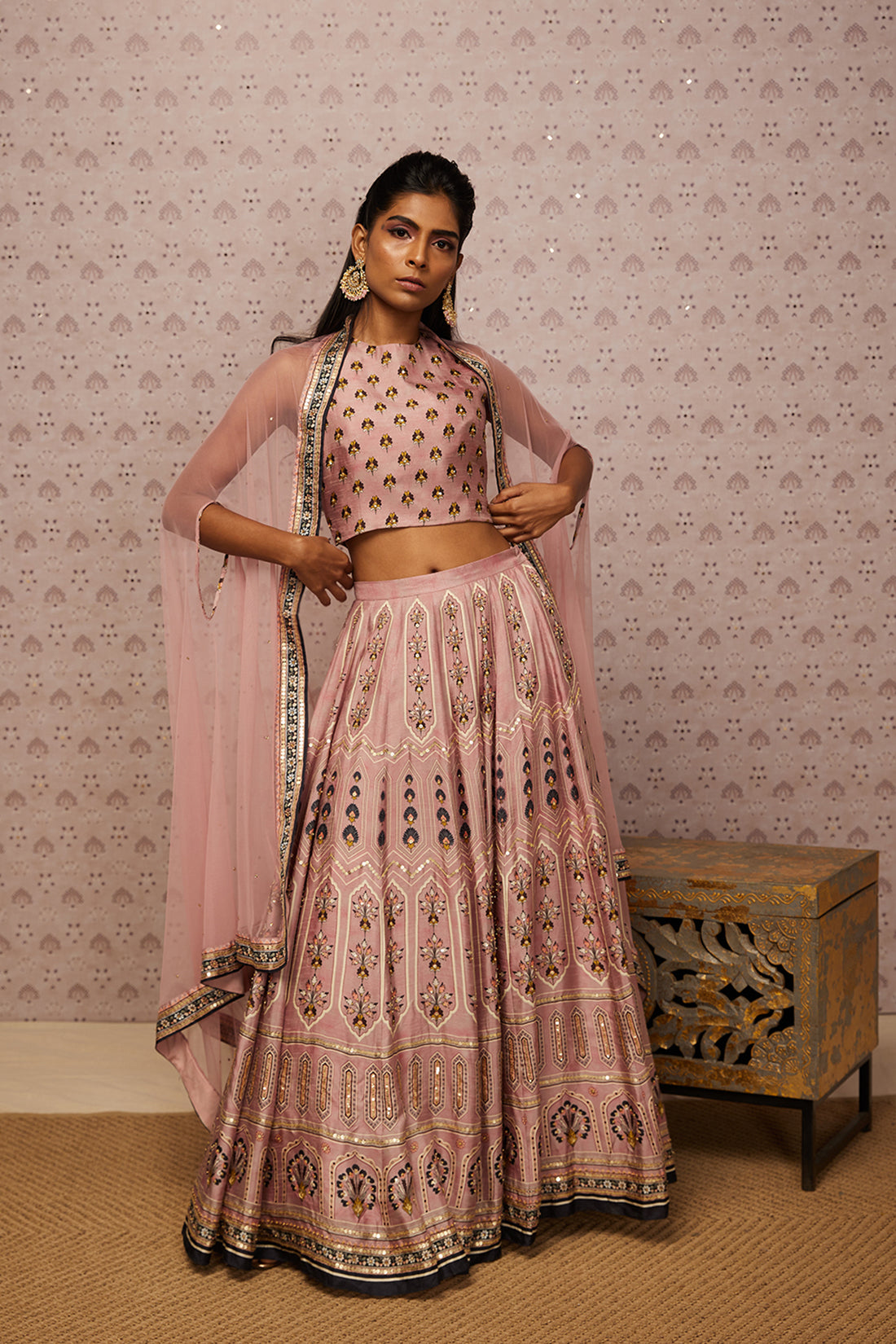 Sarouk Embroidered Lehenga With Dupatta