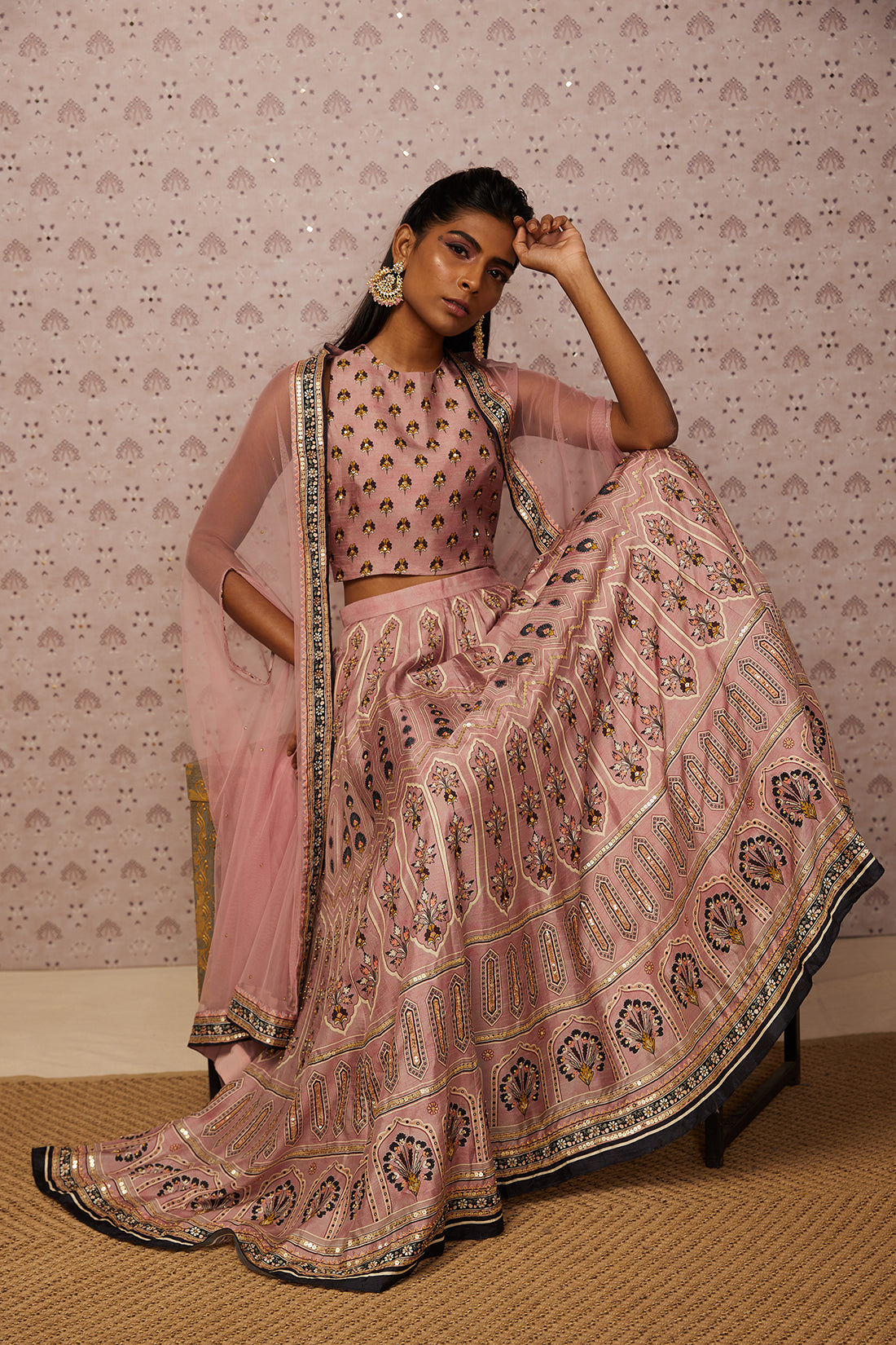 Sarouk Embroidered Lehenga With Dupatta