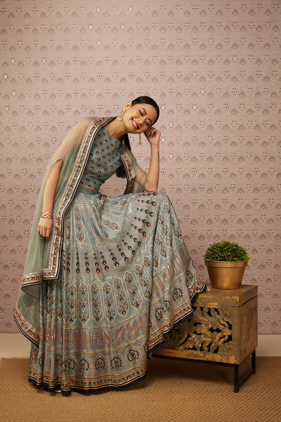 Sarouk Embroidered Lehenga Set With Dupatta