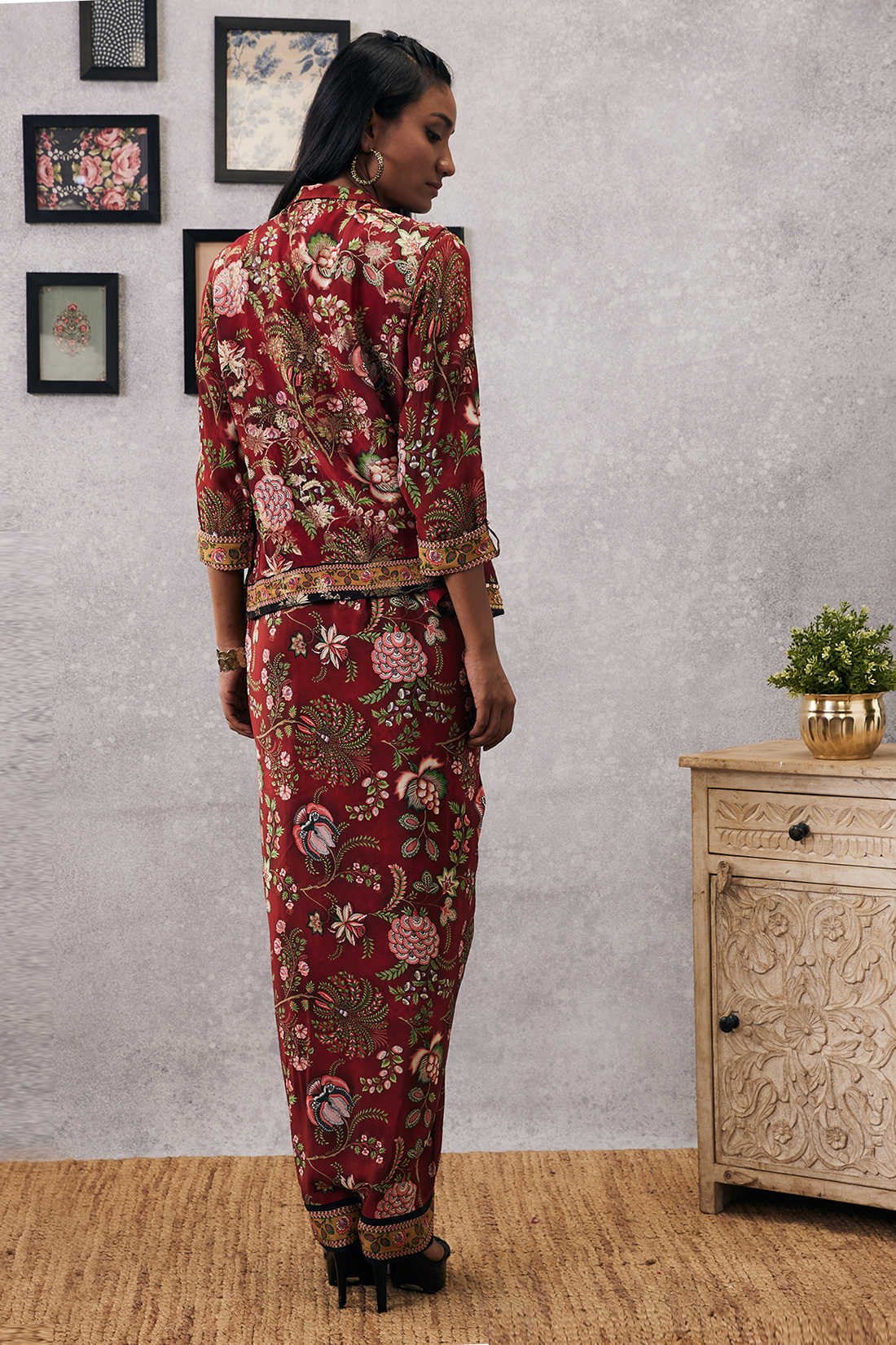 Mehr printed drape skirt with jacket