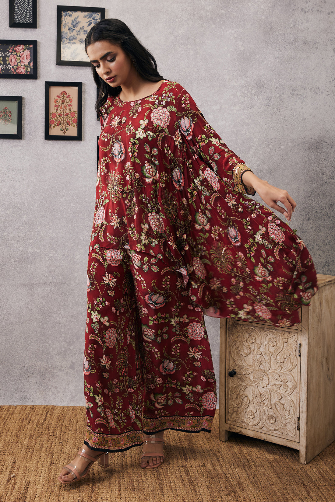 Mehr embroidered asymmetric co-ord set