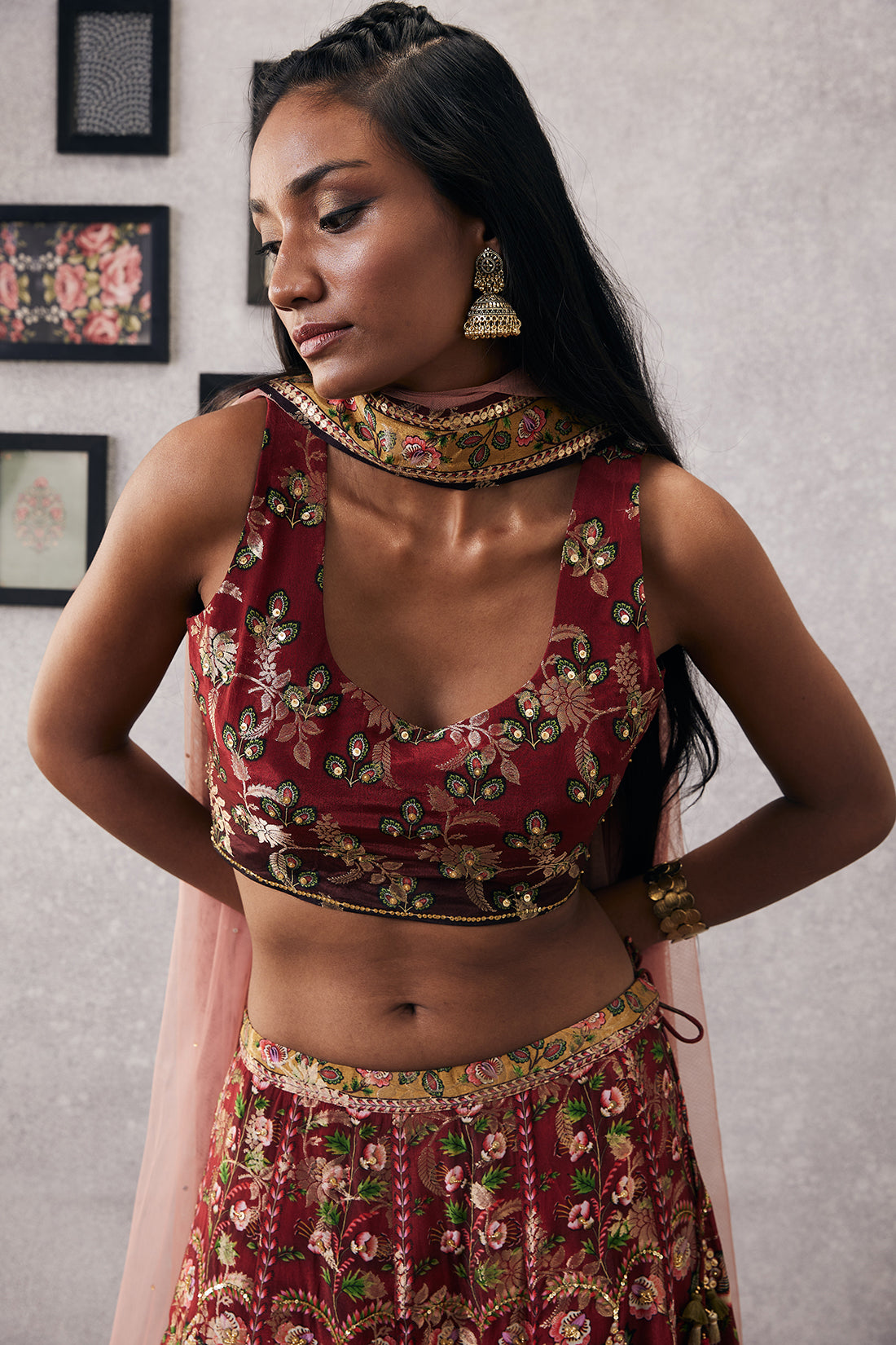 Mehr embroidered lehenga set with dupatta