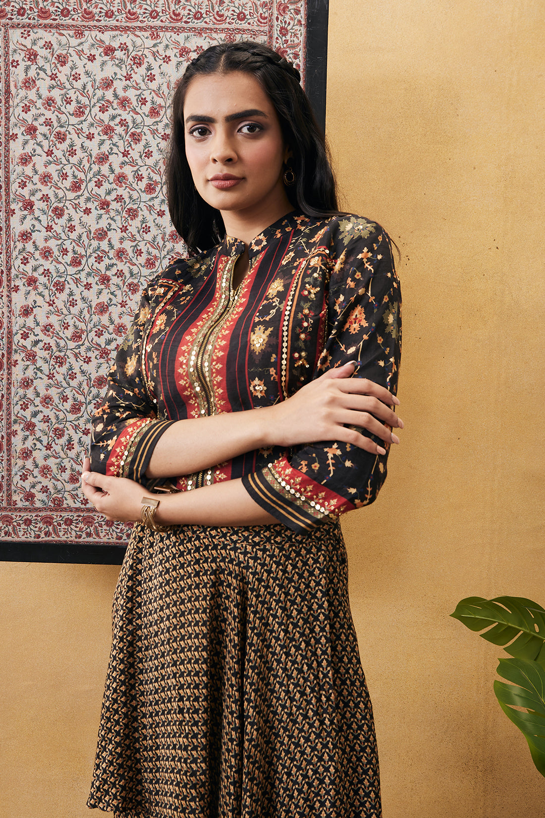 Zahra embroidered top with drape pants
