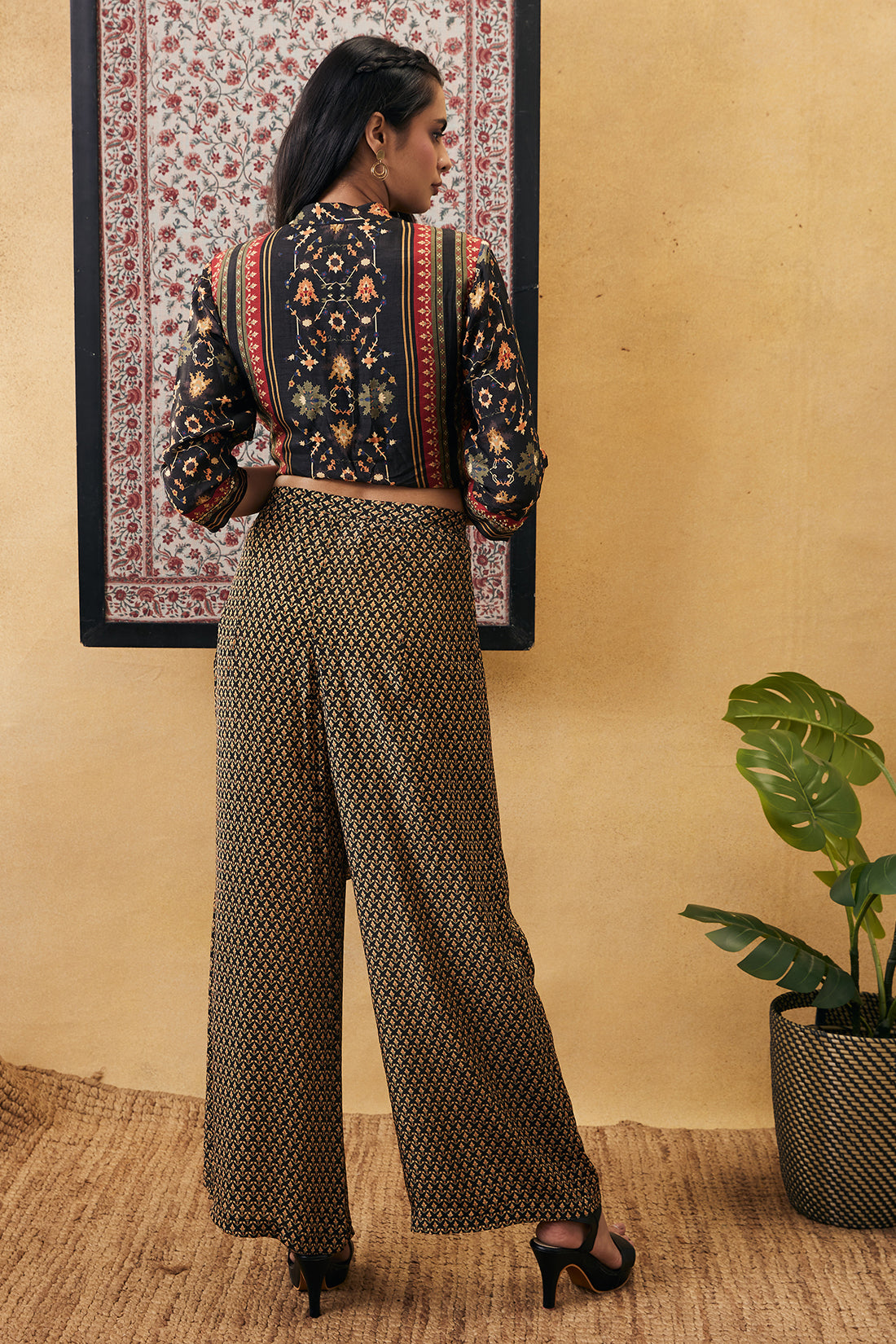 Zahra embroidered top with drape pants