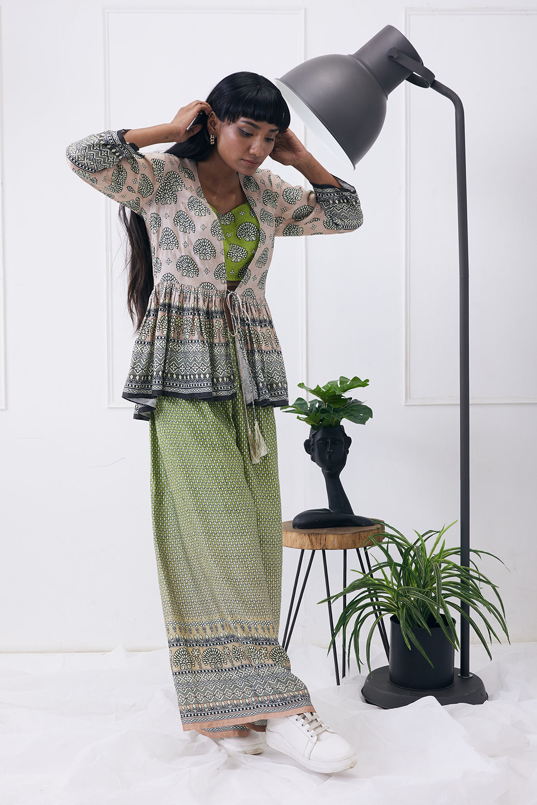 Ela Printed co-ord set with peplum jacket