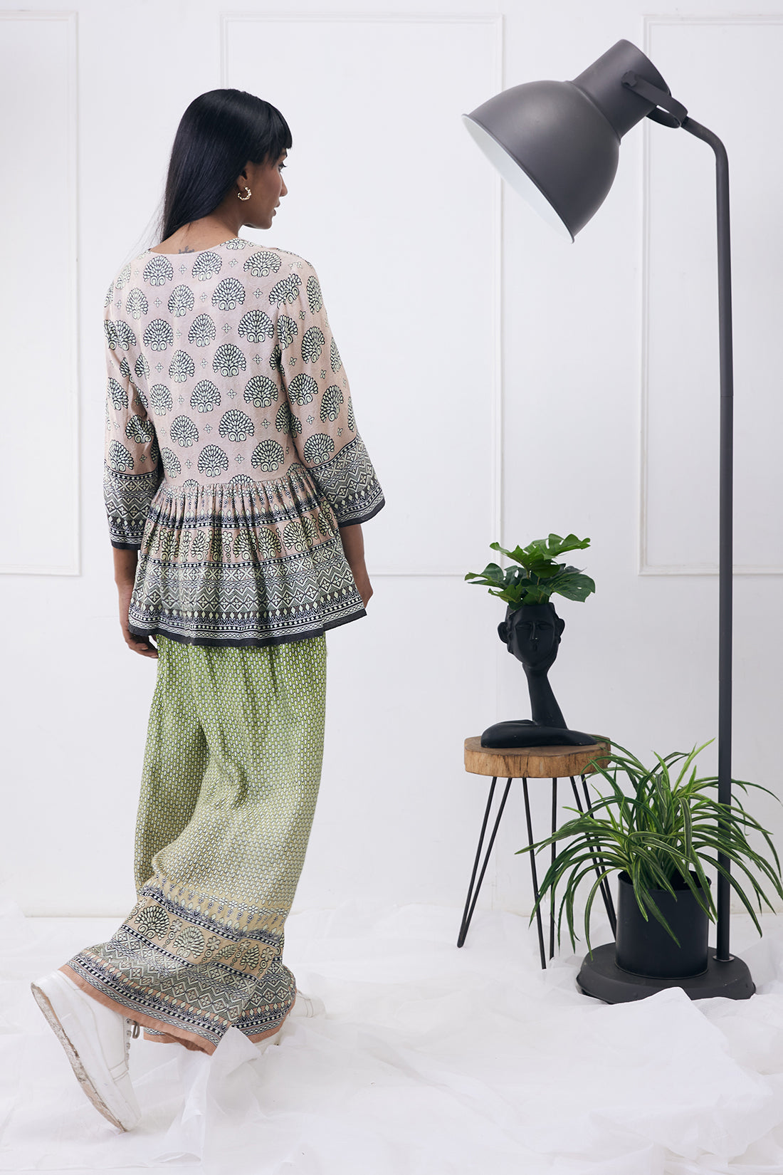 Ela Printed co-ord set with peplum jacket