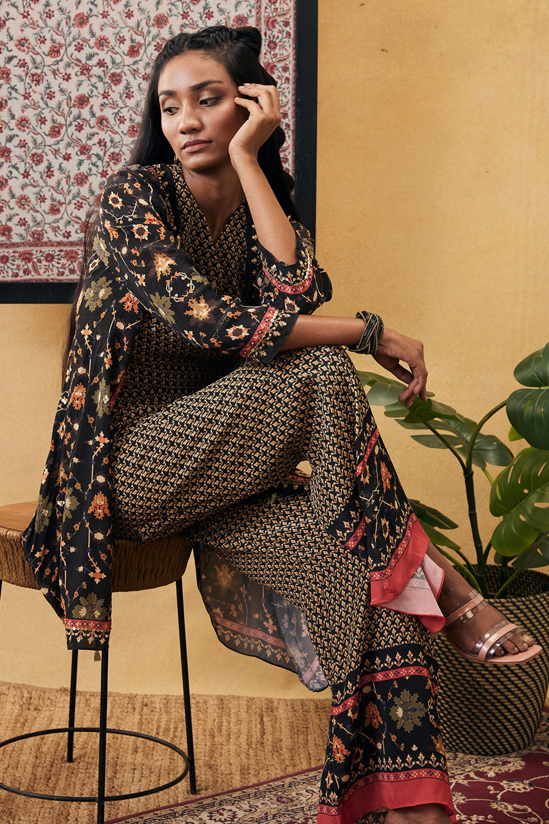 Zahra embroidered co-ord set with jacket