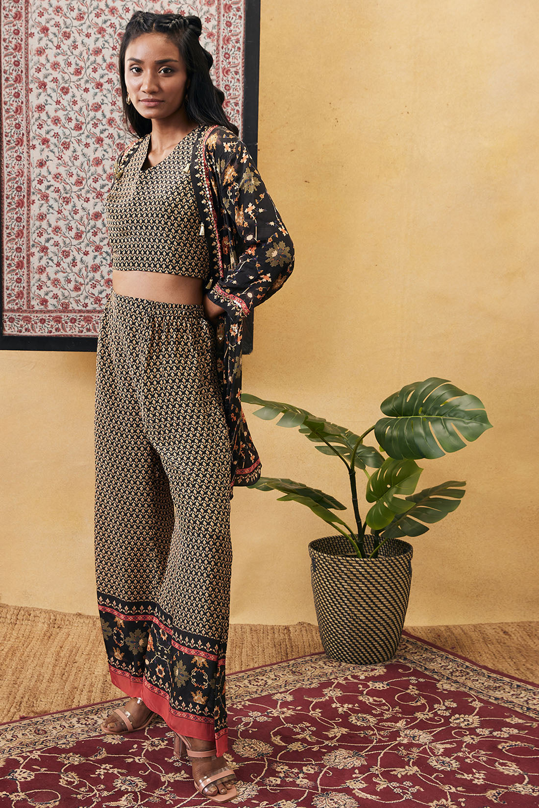 Zahra embroidered co-ord set with jacket