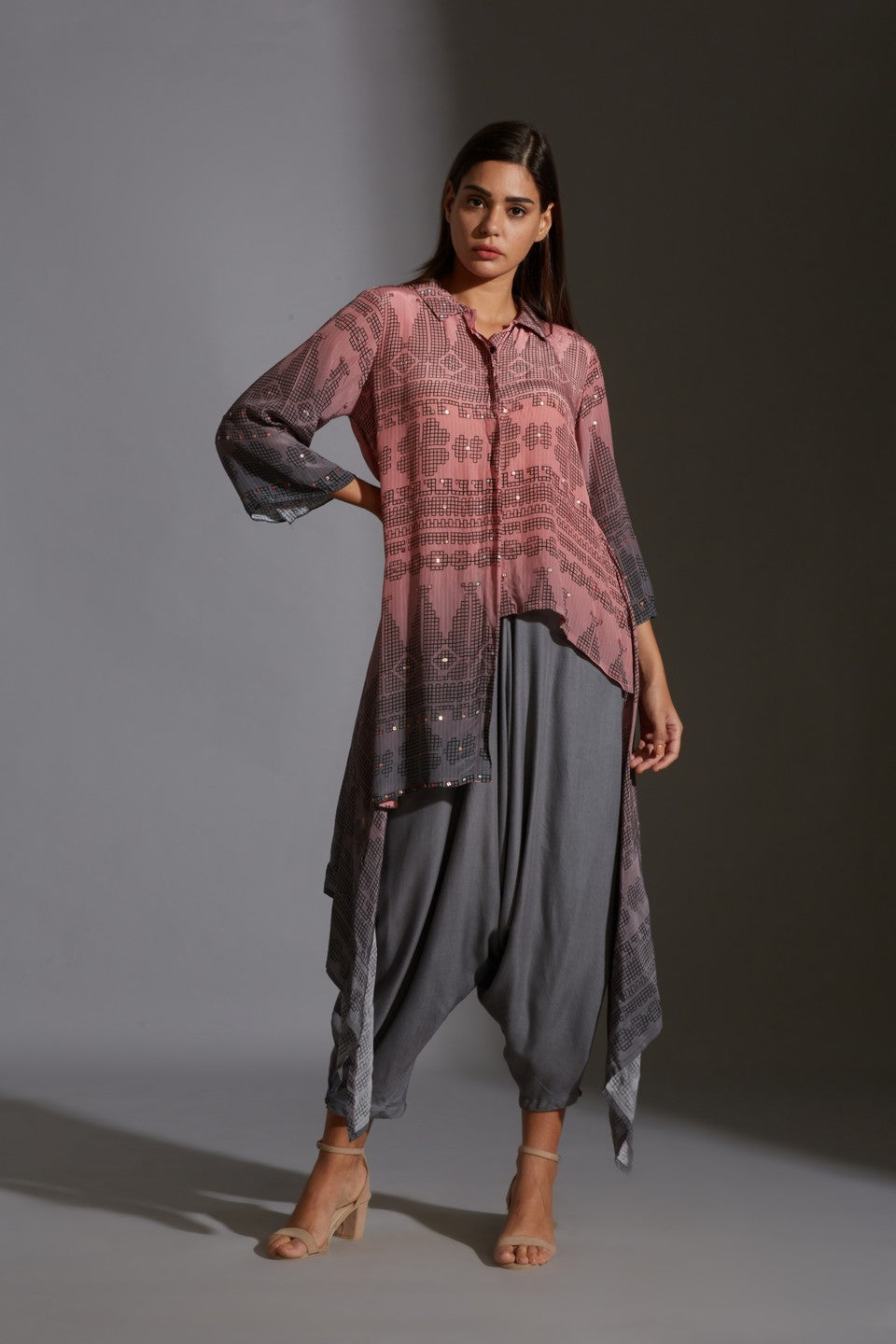 Top with mirror embroidery