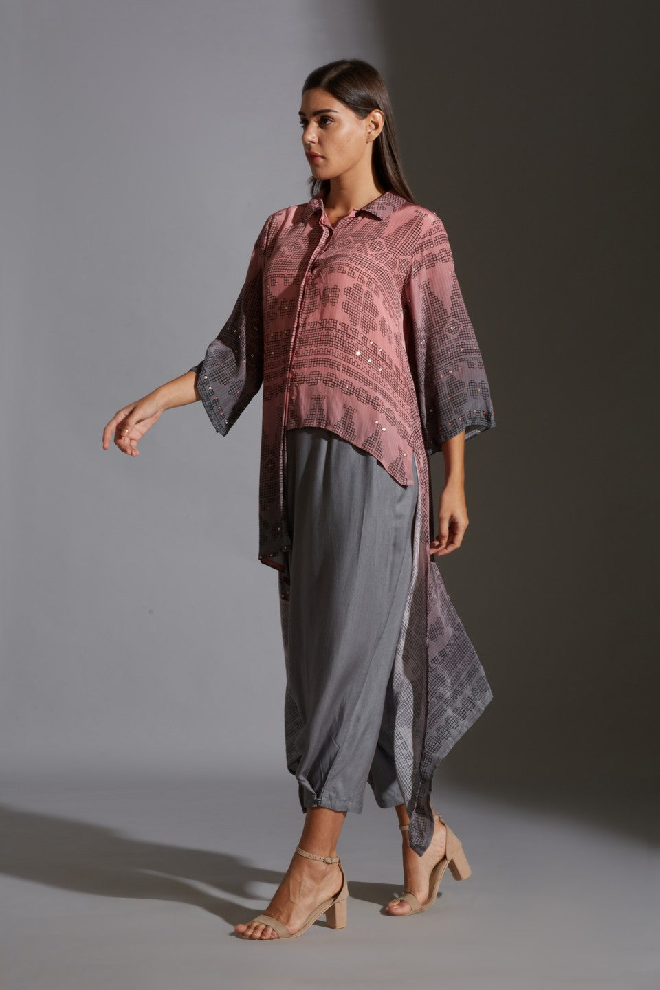 Top with mirror embroidery