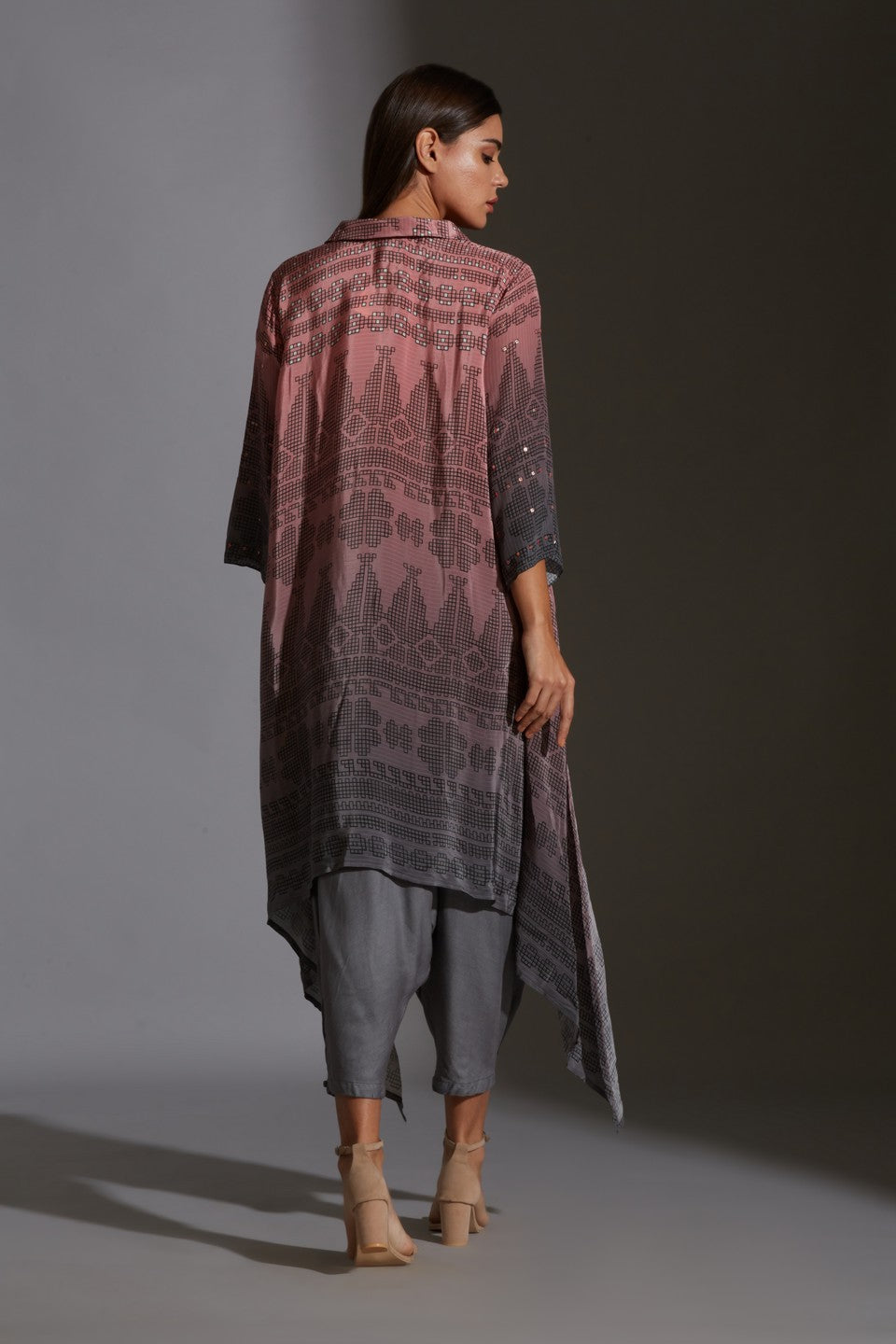 Top with mirror embroidery