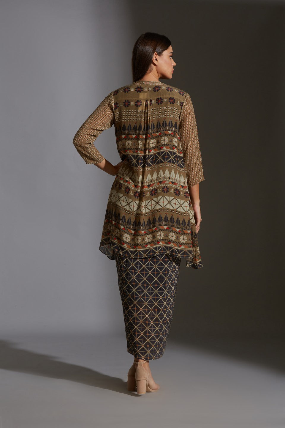 Printed dhoti dress with jacket