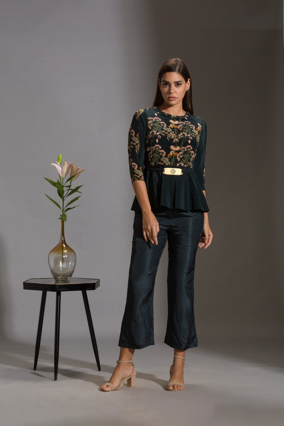 Peplum top paired with pants