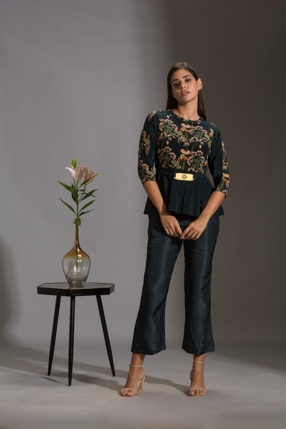 Peplum top paired with pants