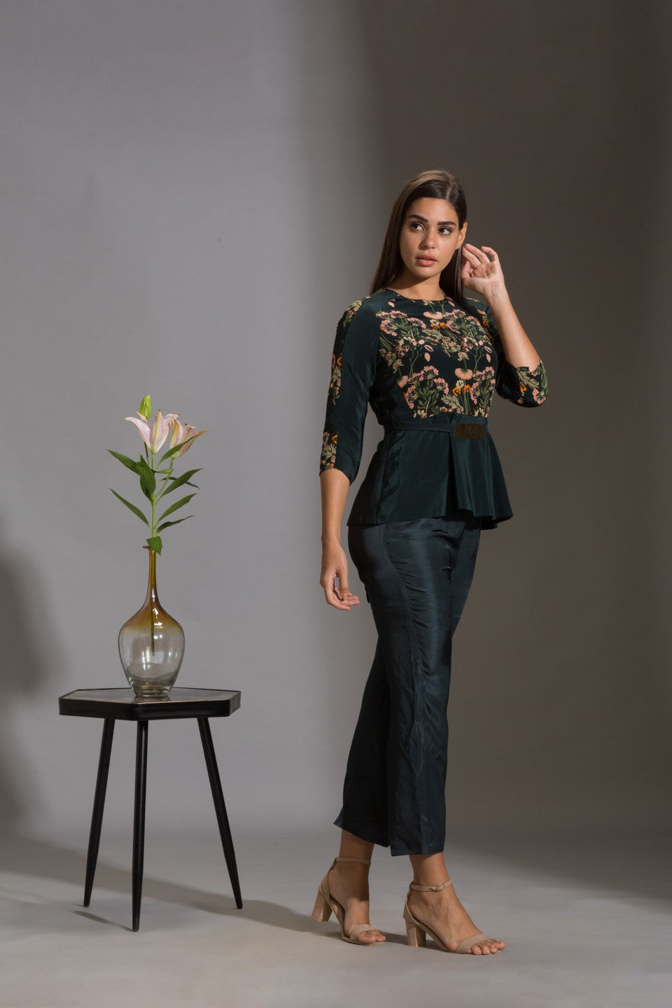Peplum top paired with pants