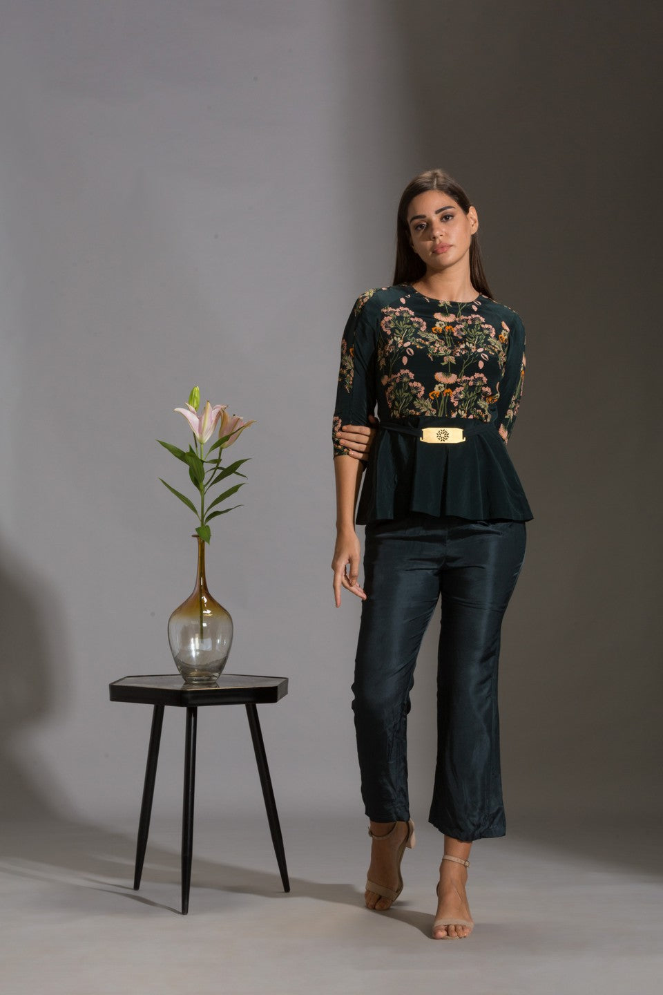 Peplum top paired with pants