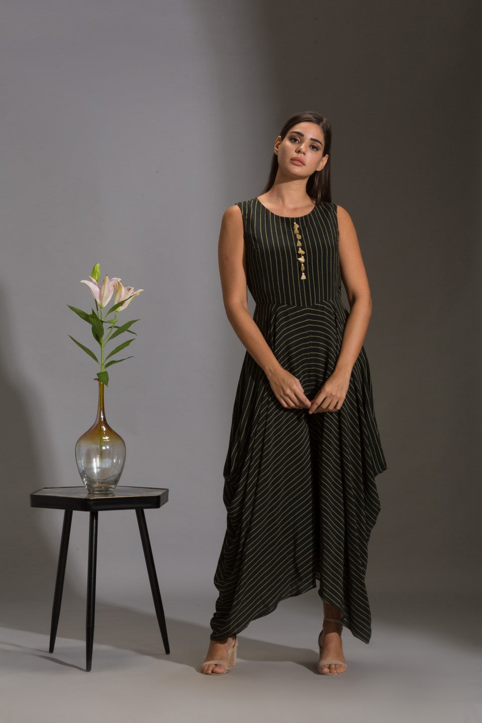 Printed dhoti jumpsuit with jacket