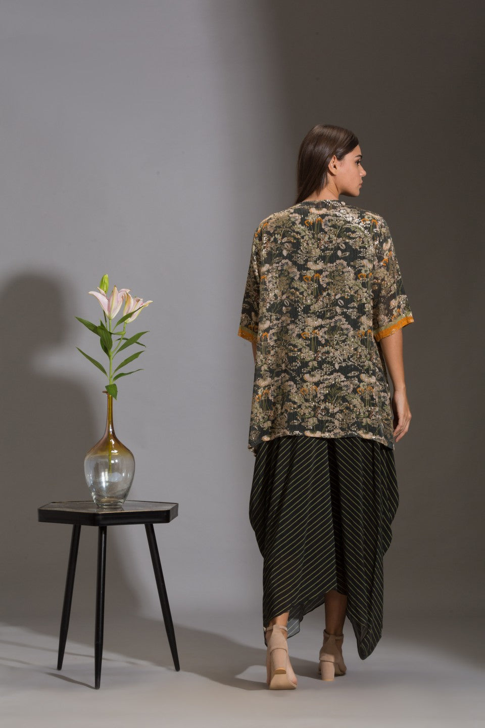 Printed dhoti jumpsuit with jacket