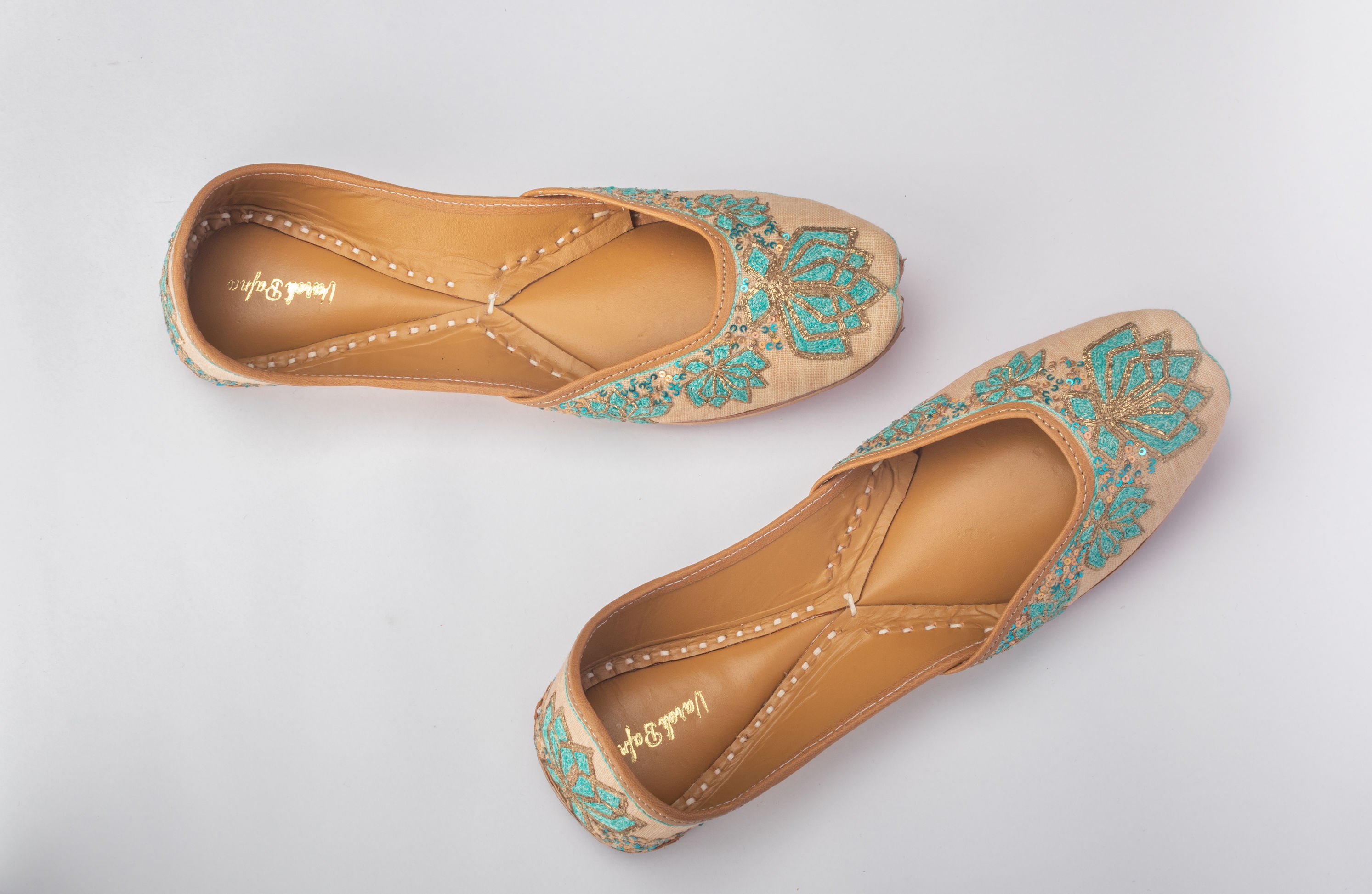 Rose Gold Hand embroidered Juttis