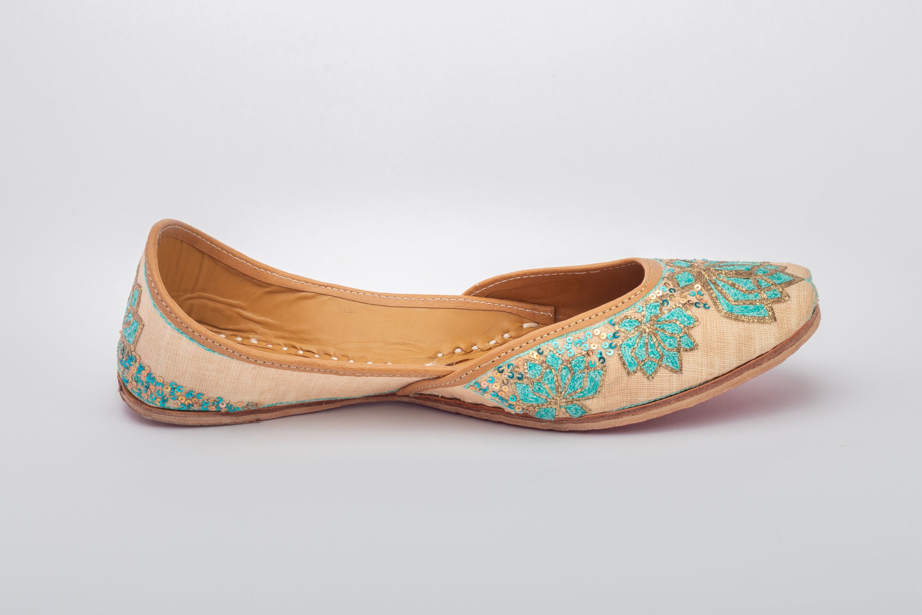 Rose Gold Hand embroidered Juttis