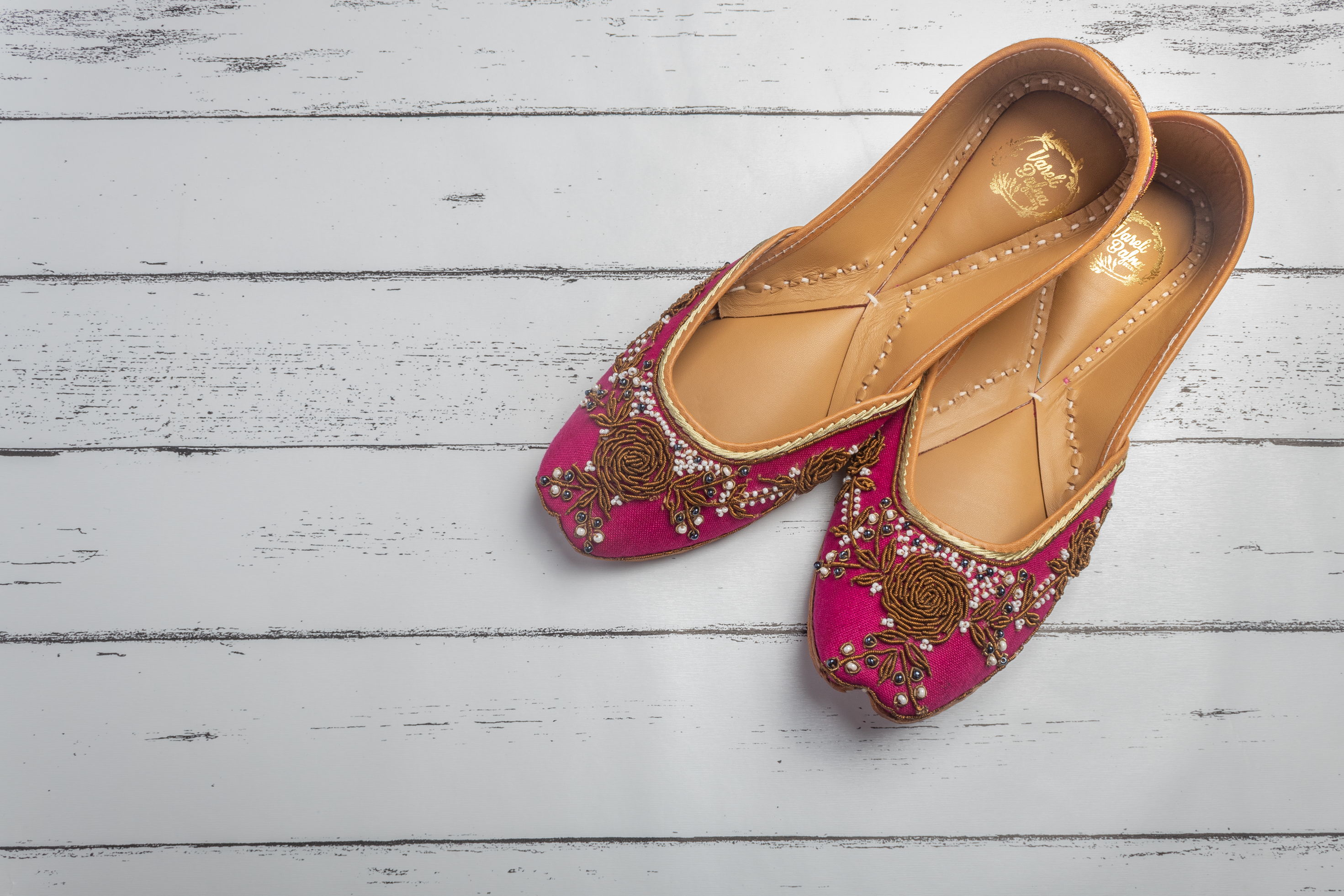 Rani Pink Hand embroidered Juttis