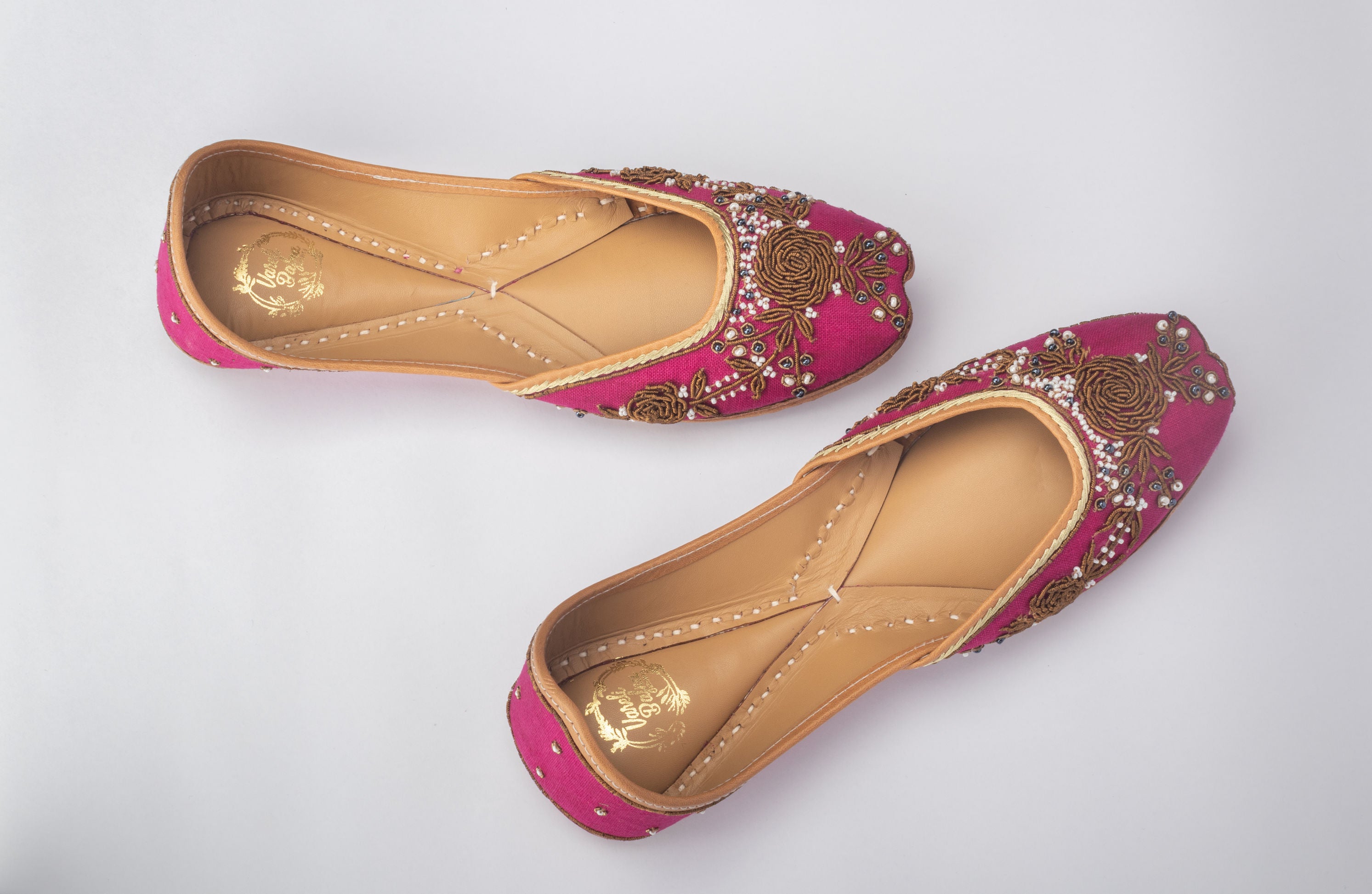 Rani Pink Hand embroidered Juttis